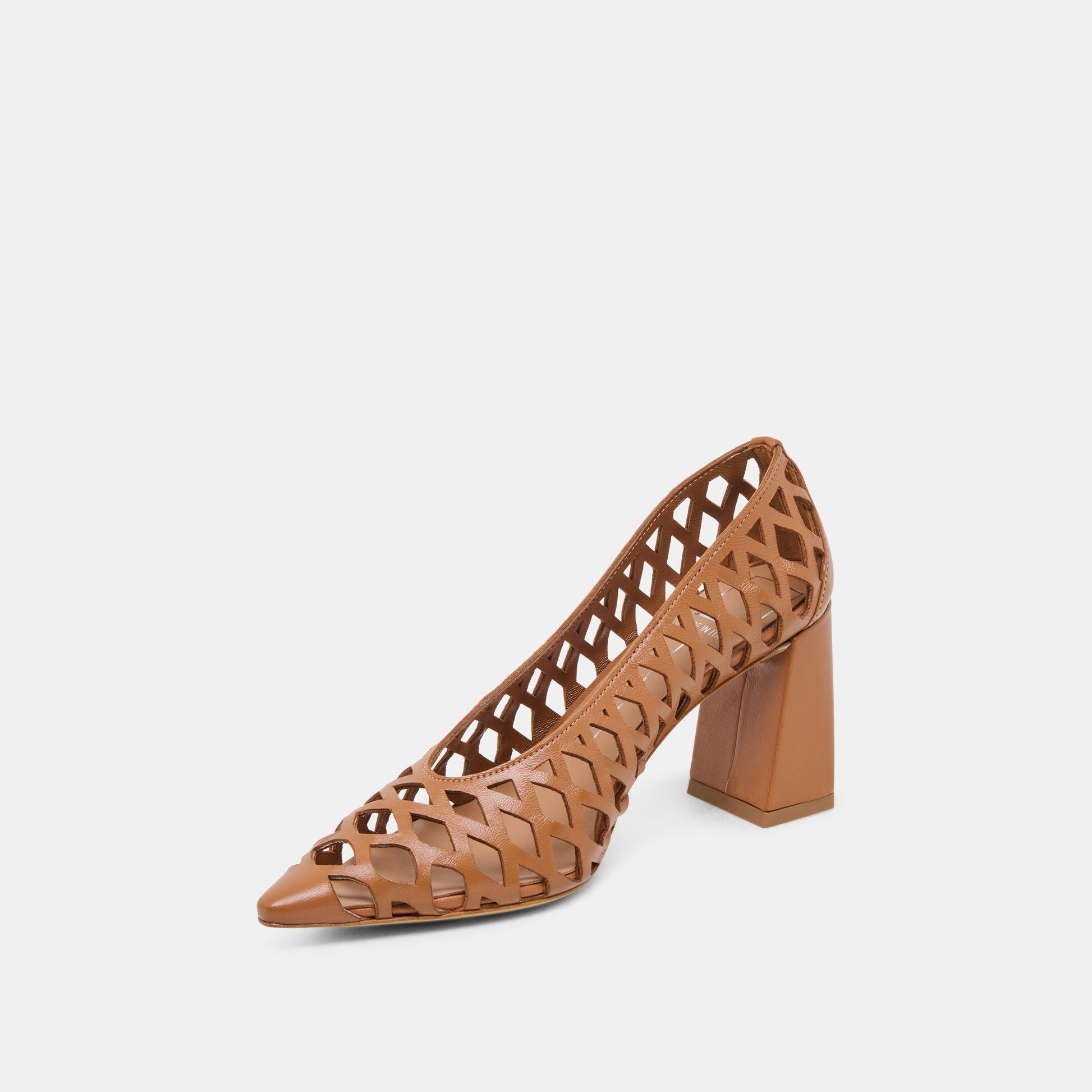 Tanya Cognac Woven Leather Heels - Dolce Vita