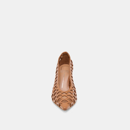 Tanya Cognac Woven Leather Heels - Dolce Vita