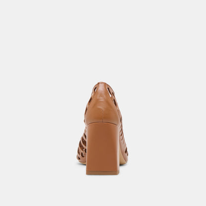 Tanya Cognac Woven Leather Heels - Dolce Vita