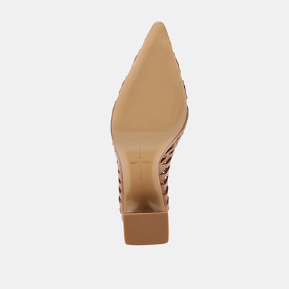Tanya Cognac Woven Leather Heels - Dolce Vita