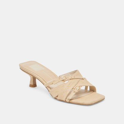 BRYANT HEELS NATURAL WOVEN RAFFIA - Dolce Vita