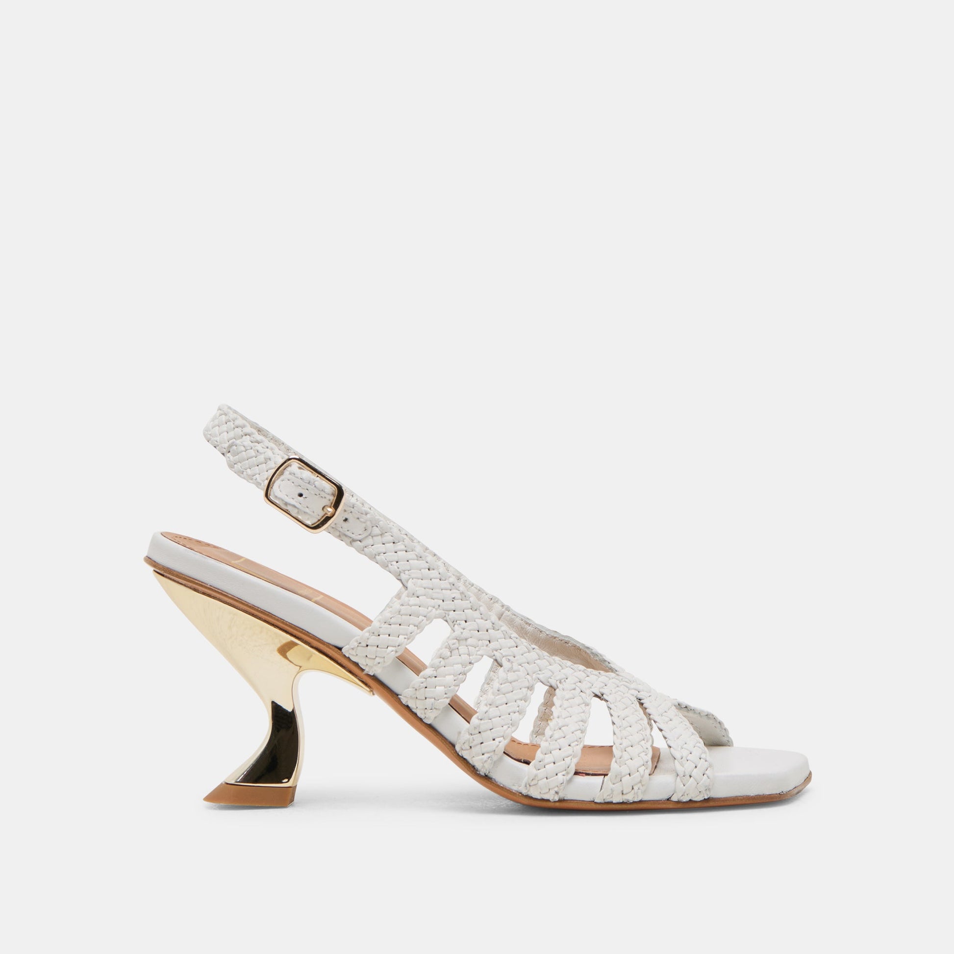 SICILY HEELS WHITE WOVEN LEATHER - Dolce Vita