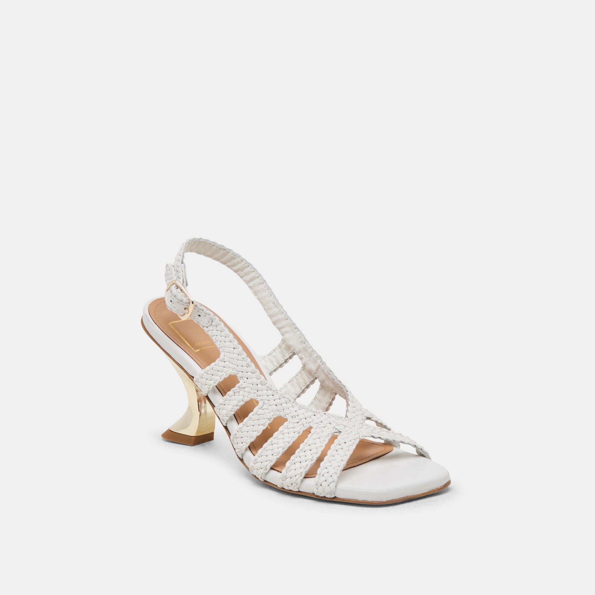 SICILY HEELS WHITE WOVEN LEATHER - Dolce Vita