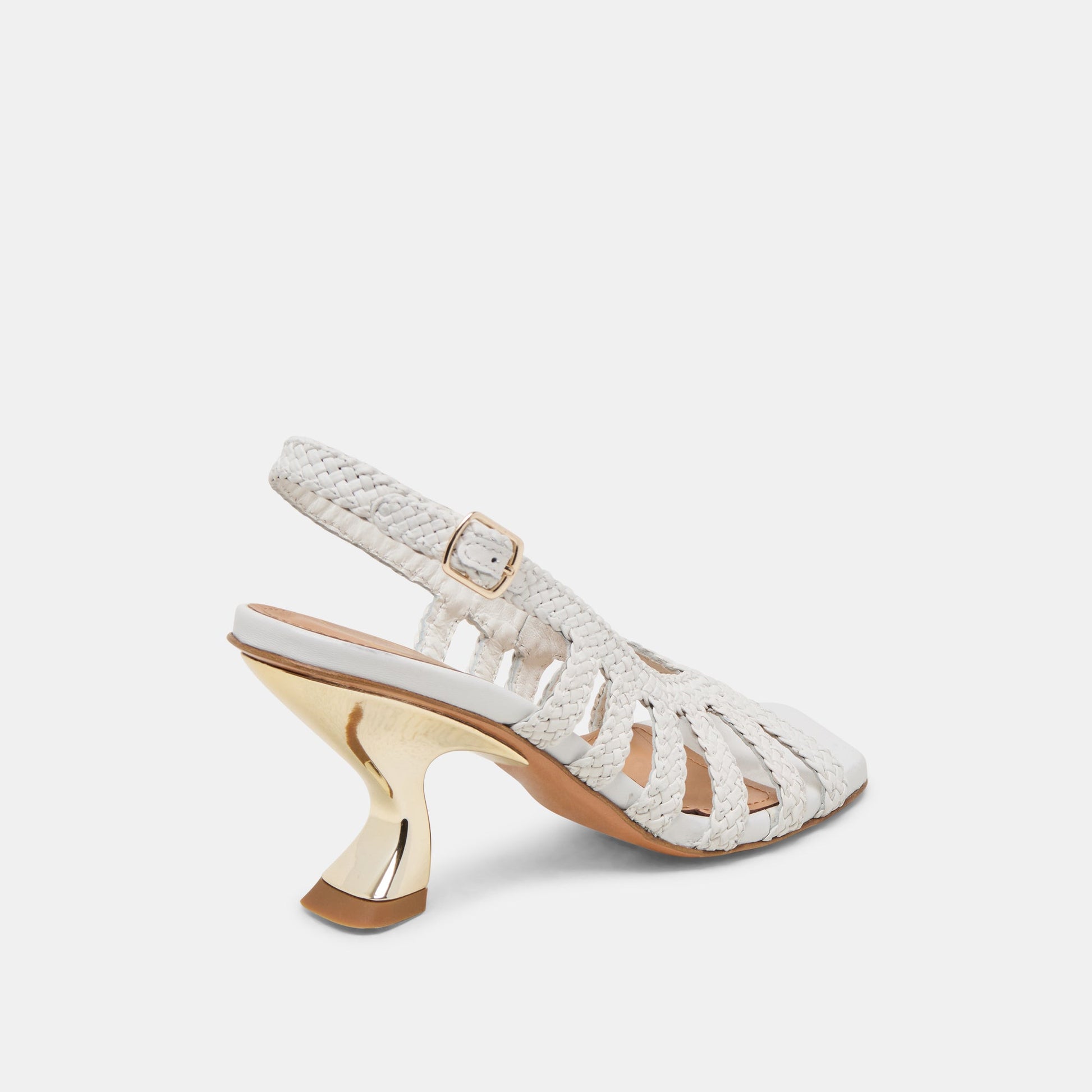 SICILY HEELS WHITE WOVEN LEATHER - Dolce Vita