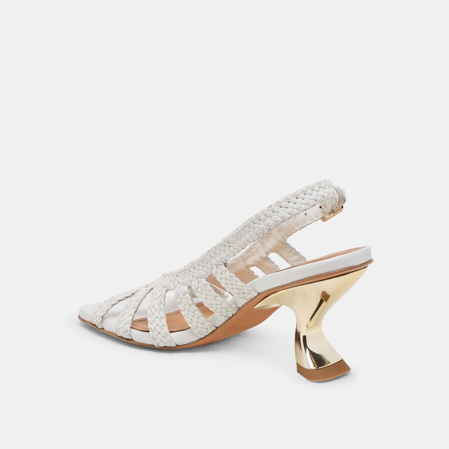 SICILY HEELS WHITE WOVEN LEATHER - Dolce Vita