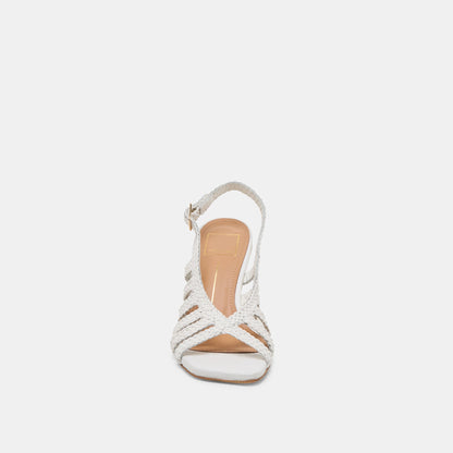 SICILY HEELS WHITE WOVEN LEATHER - Dolce Vita