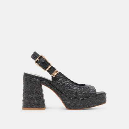 FLORES HEELS ONYX RAFFIA - Dolce Vita