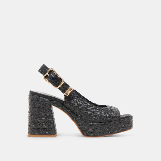 FLORES HEELS ONYX RAFFIA - Dolce Vita