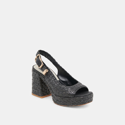 FLORES HEELS ONYX RAFFIA - Dolce Vita