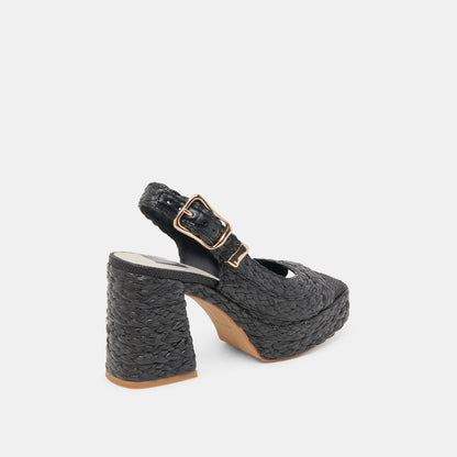 FLORES HEELS ONYX RAFFIA - Dolce Vita
