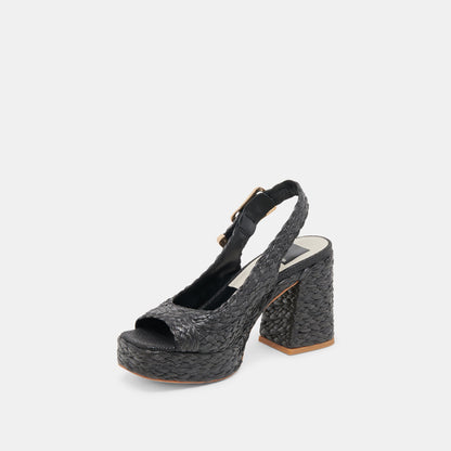 FLORES HEELS ONYX RAFFIA - Dolce Vita