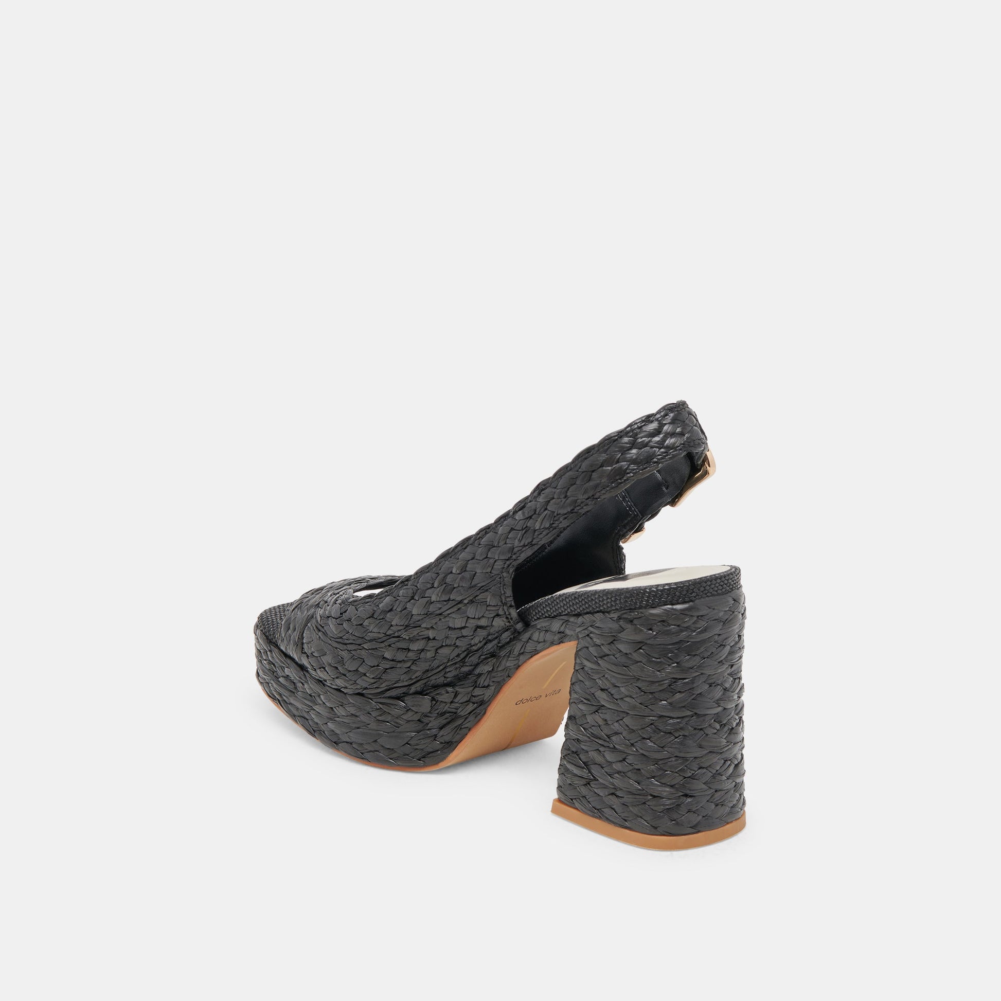 FLORES HEELS ONYX RAFFIA - Dolce Vita
