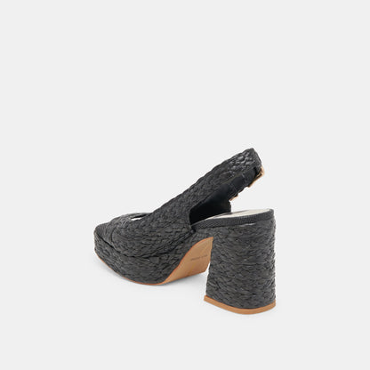 FLORES HEELS ONYX RAFFIA - Dolce Vita