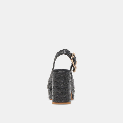 FLORES HEELS ONYX RAFFIA - Dolce Vita