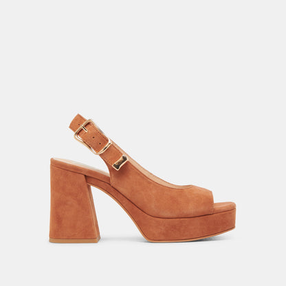 FLORES HEELS CARAMEL SUEDE - Dolce Vita