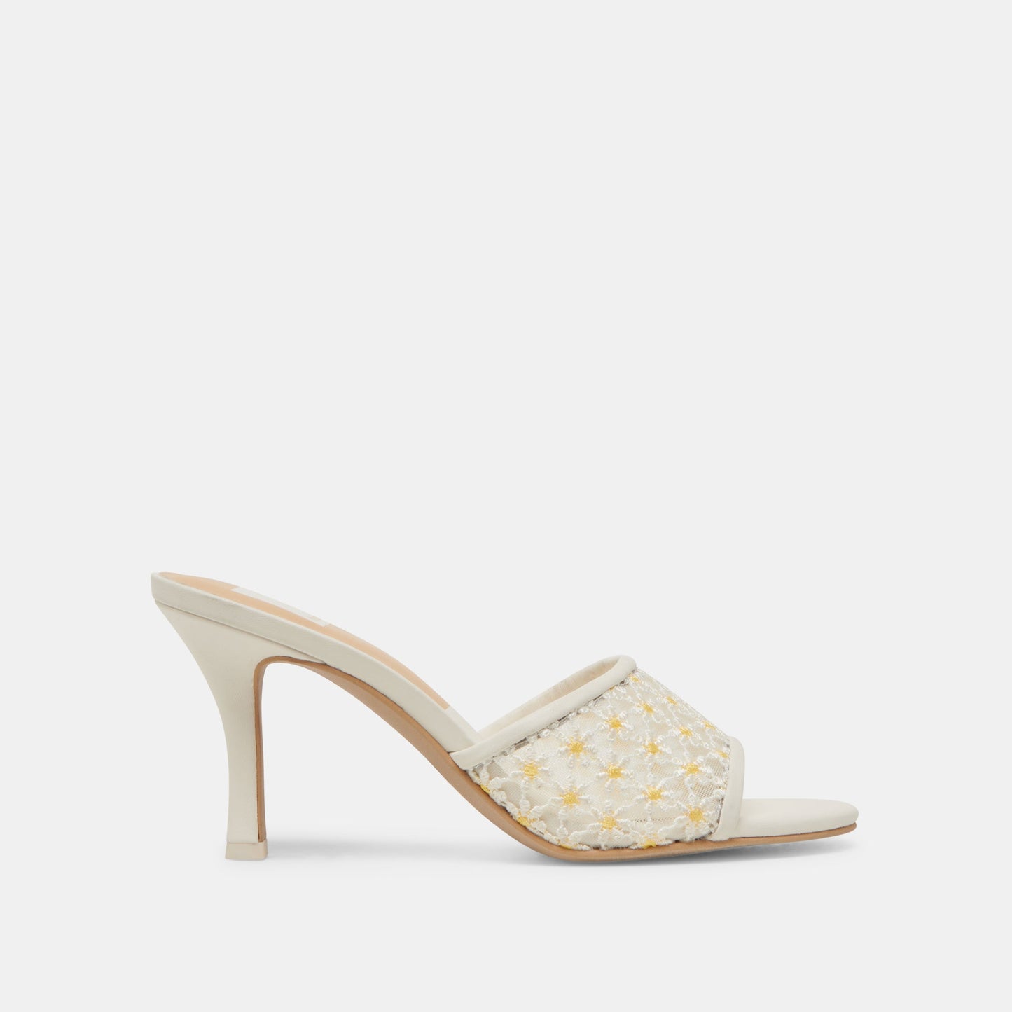 LAVENA FLORAL HEELS WHITE YELLOW FLORAL MESH - Dolce Vita