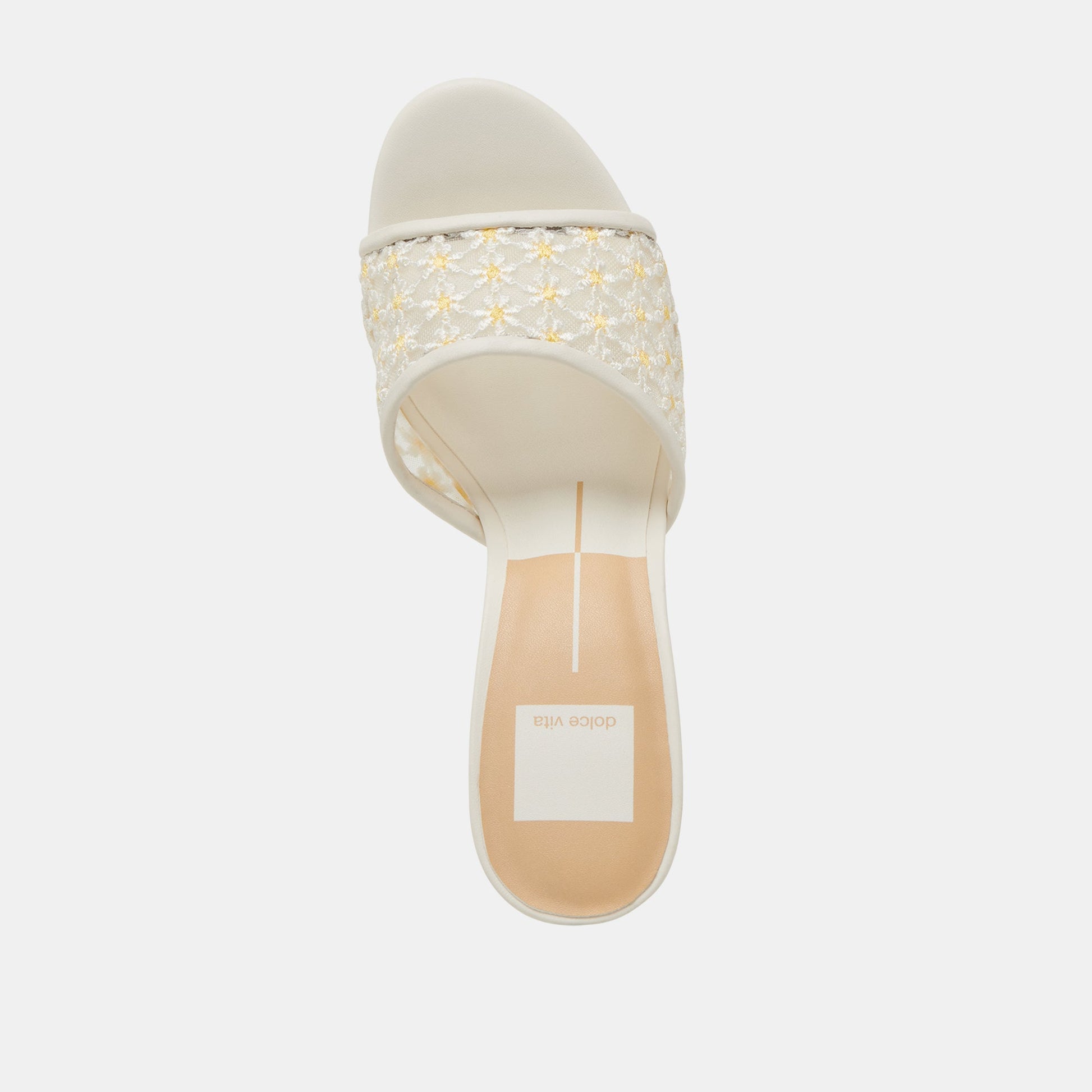 LAVENA FLORAL HEELS WHITE YELLOW FLORAL MESH - Dolce Vita