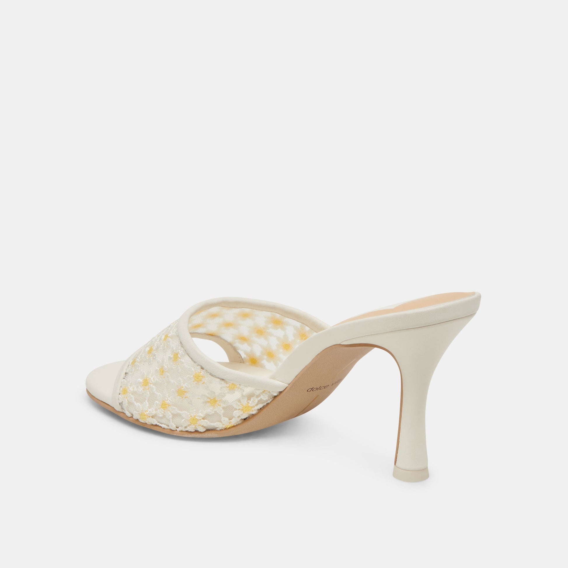 LAVENA FLORAL HEELS WHITE YELLOW FLORAL MESH - Dolce Vita