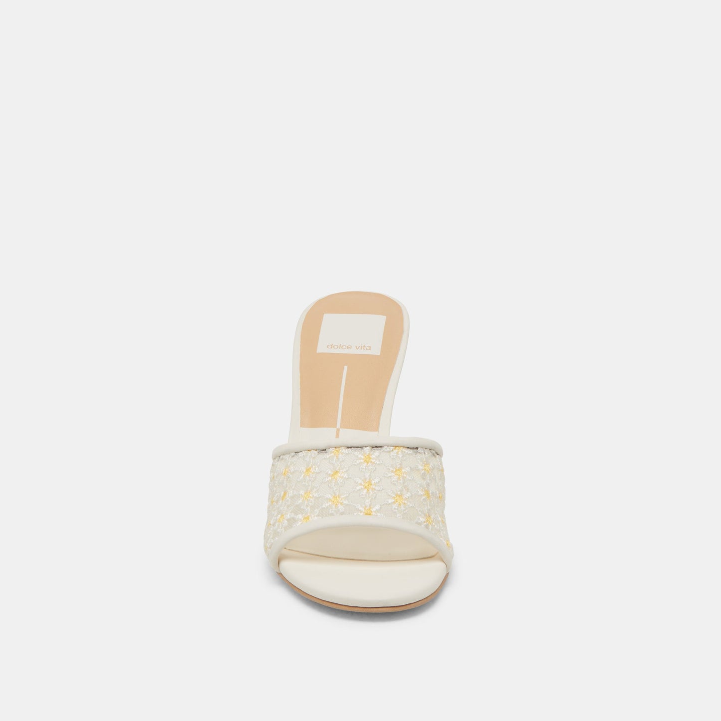 LAVENA FLORAL HEELS WHITE YELLOW FLORAL MESH - Dolce Vita