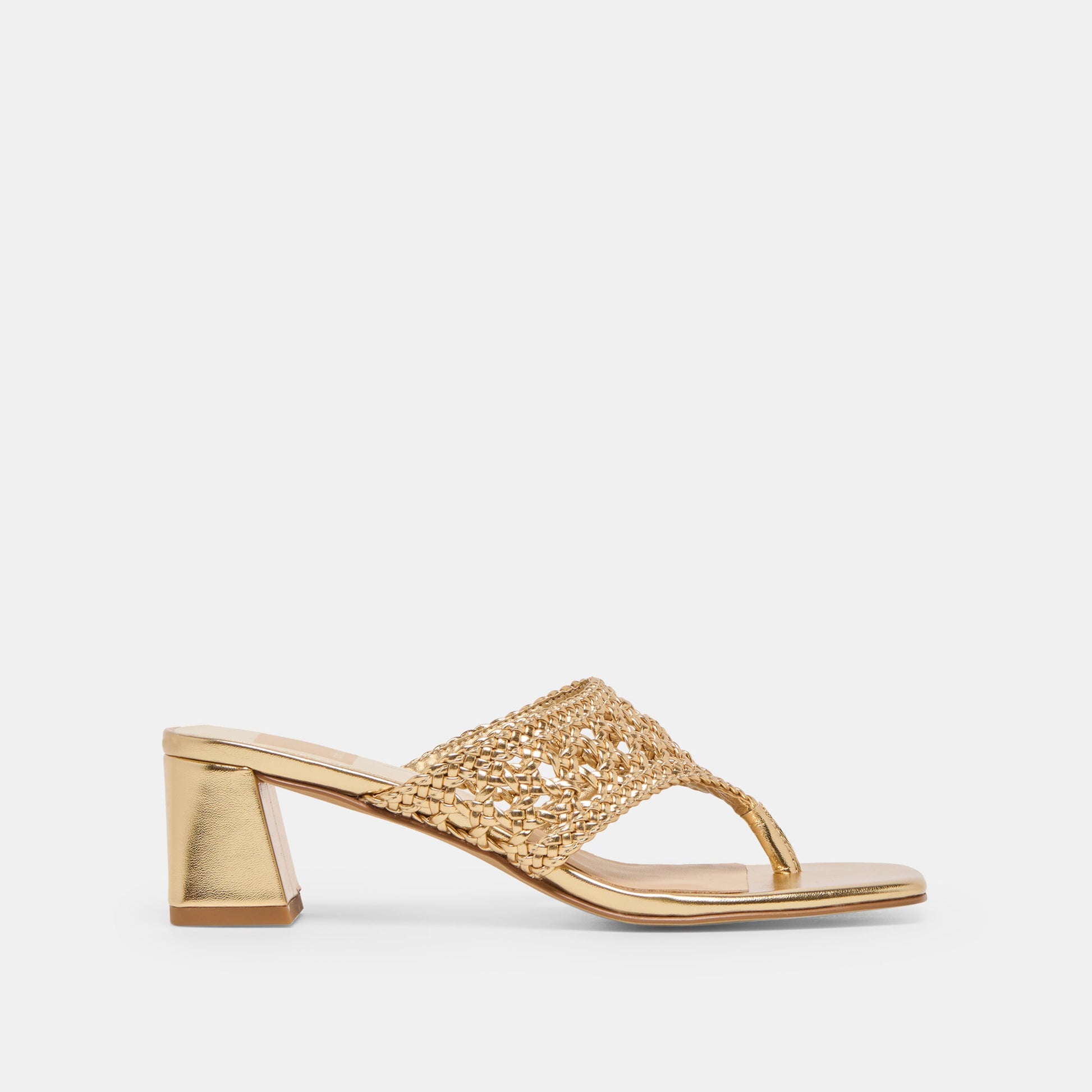 Barlo Gold Woven Stella Heels - Dolce Vita