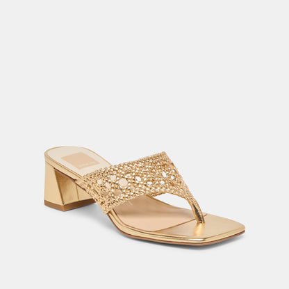 Barlo Gold Woven Stella Heels - Dolce Vita