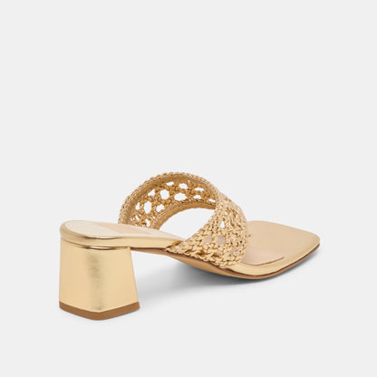 Barlo Gold Woven Stella Heels - Dolce Vita