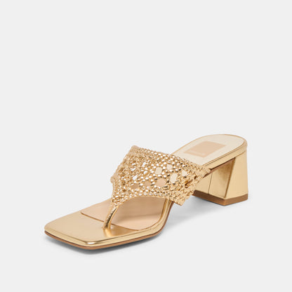 Barlo Gold Woven Stella Heels - Dolce Vita