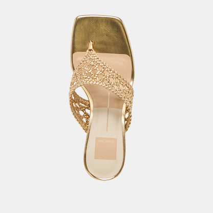 Barlo Gold Woven Stella Heels - Dolce Vita