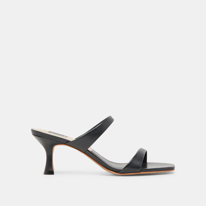 Genora Wide Black Leather Heels - Dolce Vita