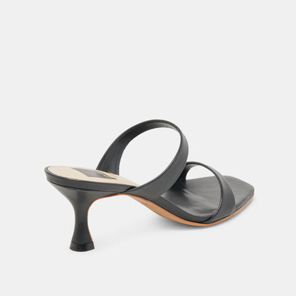 Genora Wide Black Leather Heels - Dolce Vita