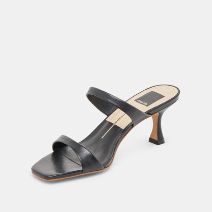 Genora Wide Black Leather Heels - Dolce Vita