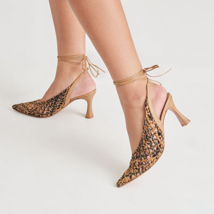 GESICA HEELS BLACK NATURAL WOVEN - Dolce Vita