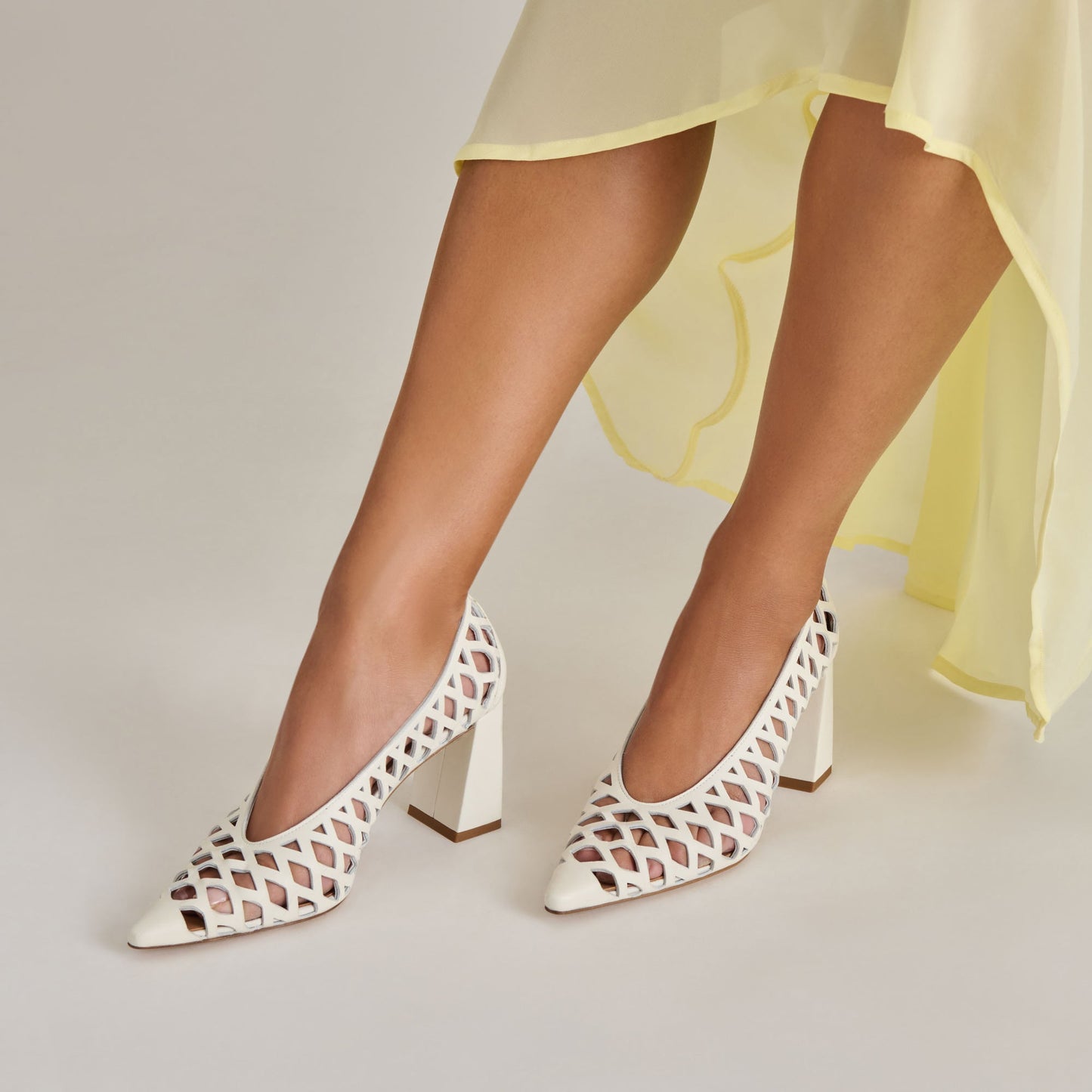 Tanya Bone Woven Leather Heels - Dolce Vita