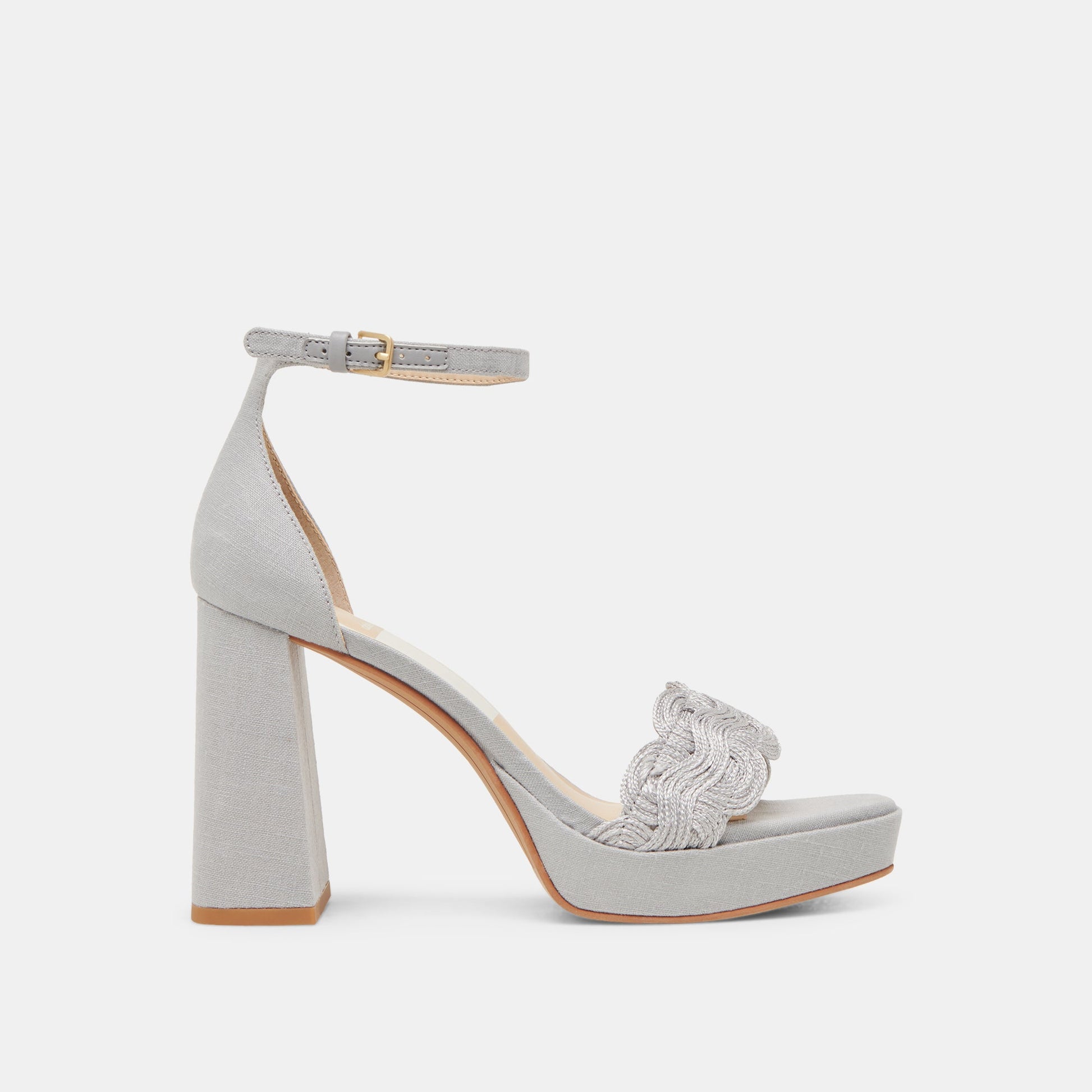 PELTIN HEELS GREY WOVEN RAFFIA - Dolce Vita
