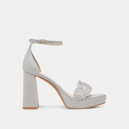 PELTIN HEELS GREY WOVEN RAFFIA - Dolce Vita