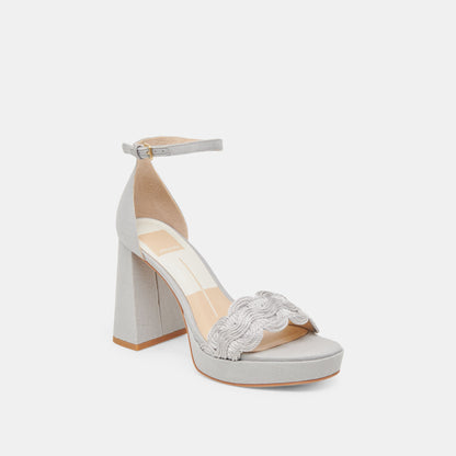 PELTIN HEELS GREY WOVEN RAFFIA - Dolce Vita