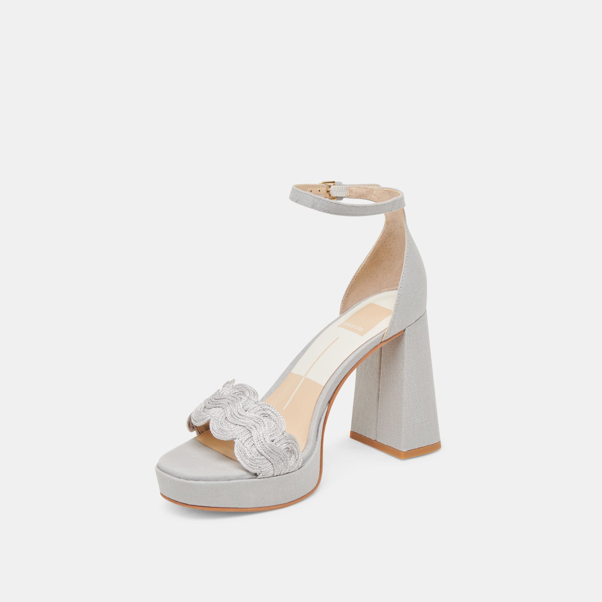 PELTIN HEELS GREY WOVEN RAFFIA - Dolce Vita