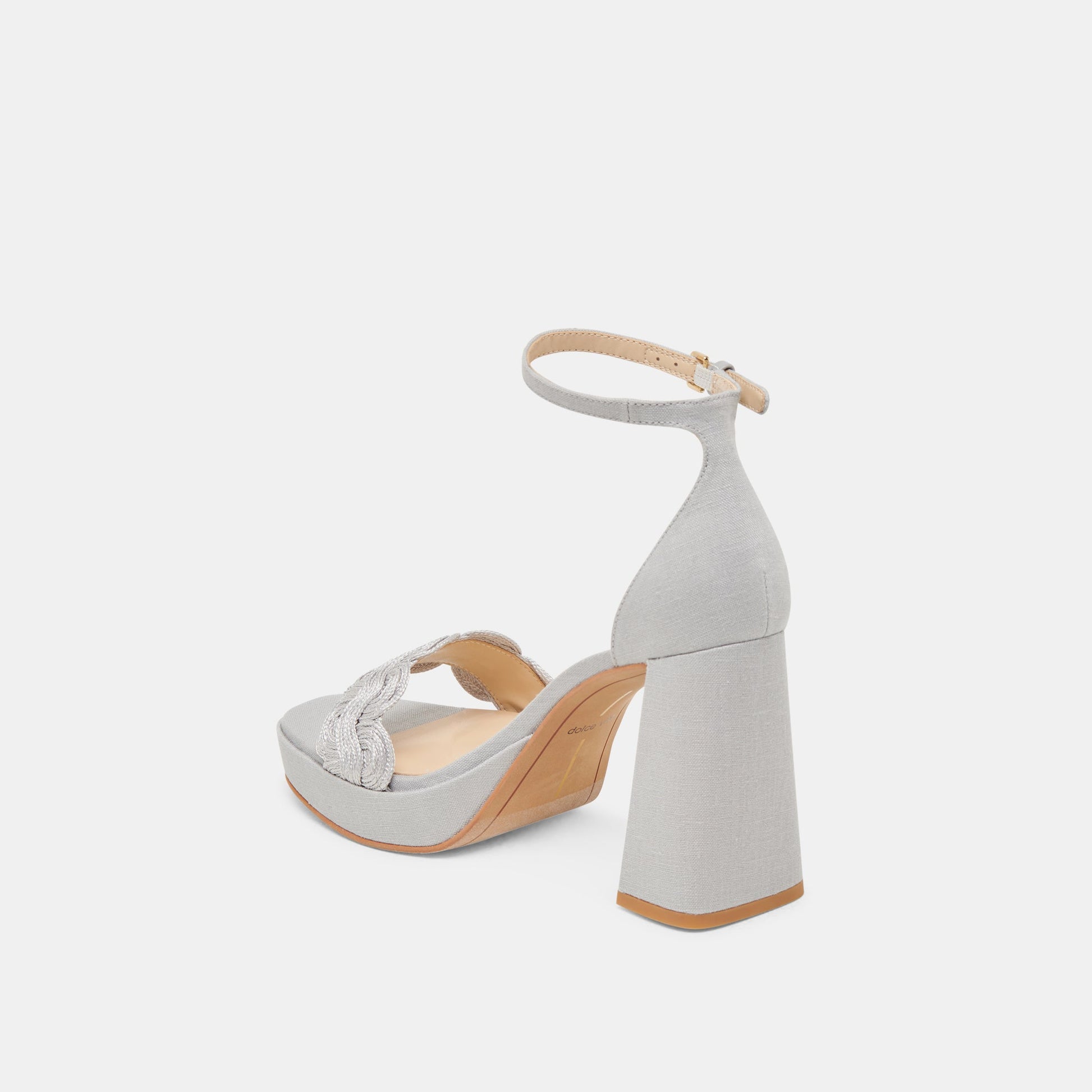 PELTIN HEELS GREY WOVEN RAFFIA - Dolce Vita