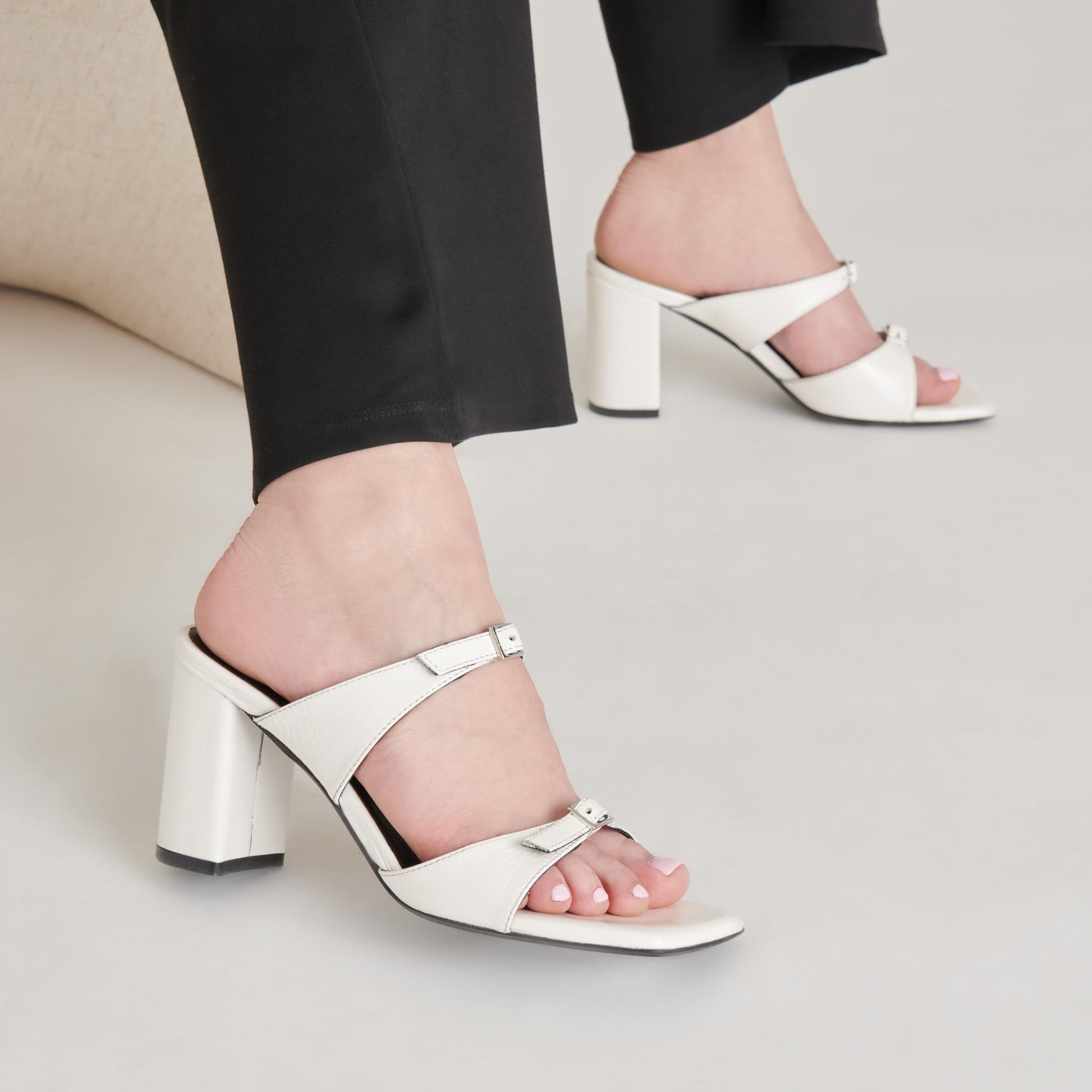SHANE HEELS OFF WHITE CRINKLE PATENT - Dolce Vita