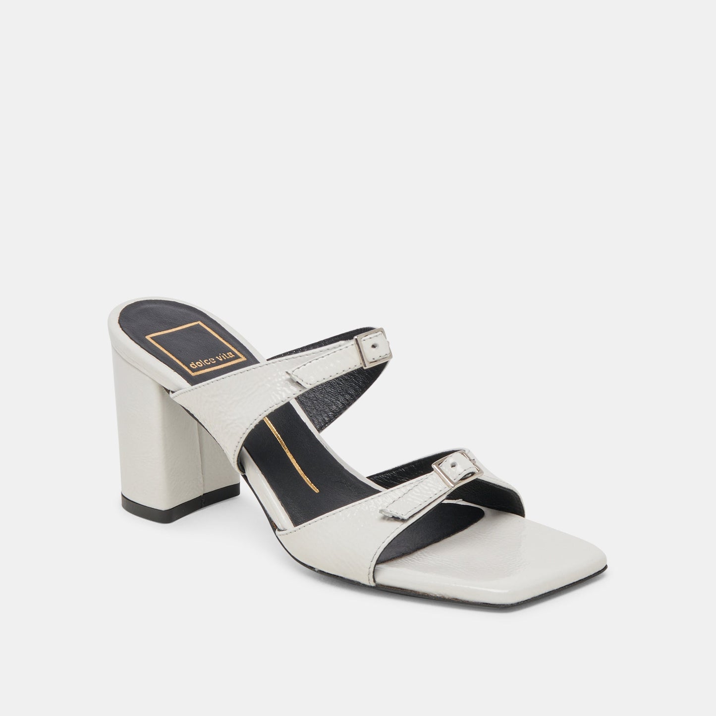 SHANE HEELS OFF WHITE CRINKLE PATENT - Dolce Vita