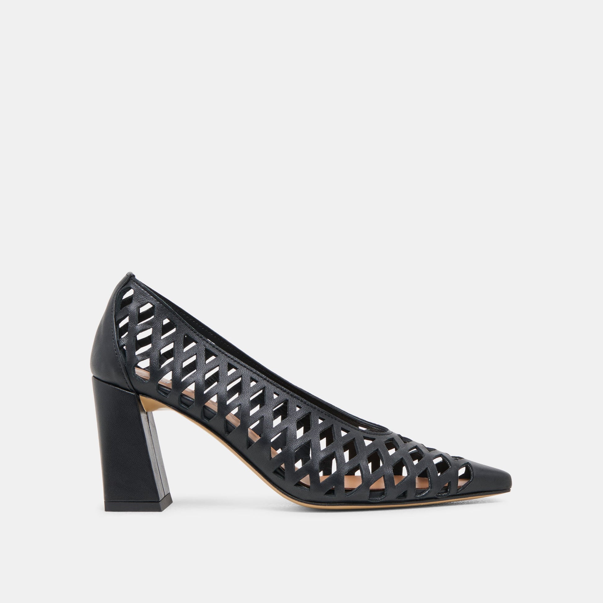 Tanya Black Woven Leather Heels - Dolce Vita