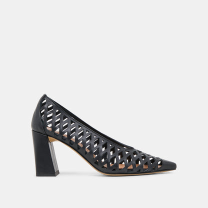 Tanya Black Woven Leather Heels - Dolce Vita