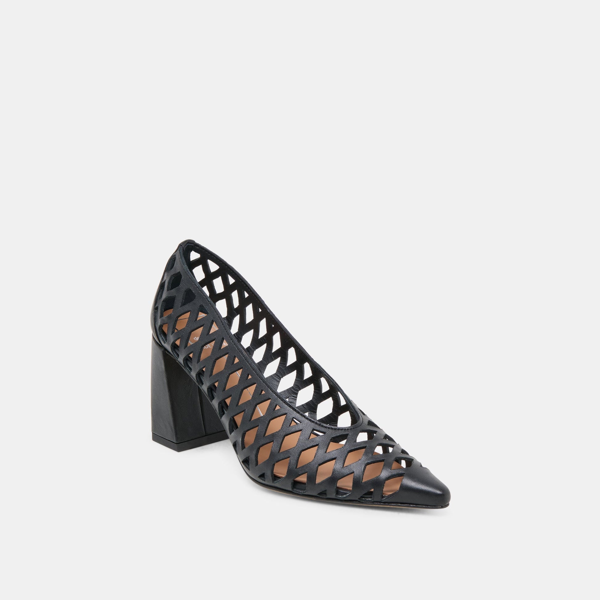 Tanya Black Woven Leather Heels - Dolce Vita