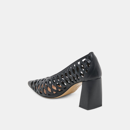 Tanya Black Woven Leather Heels - Dolce Vita