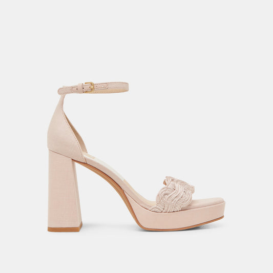 PELTIN HEELS LIGHT PINK WOVEN RAFFIA - Dolce Vita