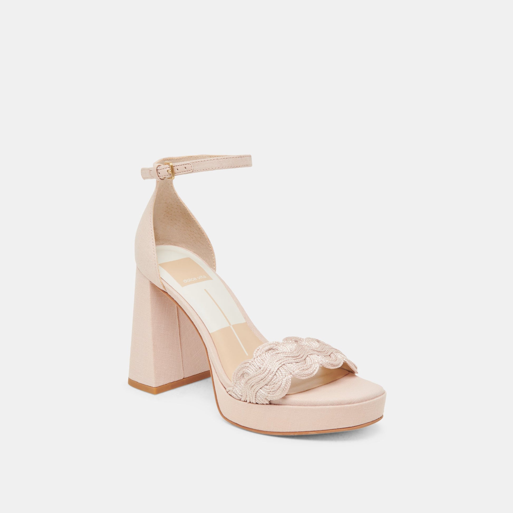 PELTIN HEELS LIGHT PINK WOVEN RAFFIA - Dolce Vita