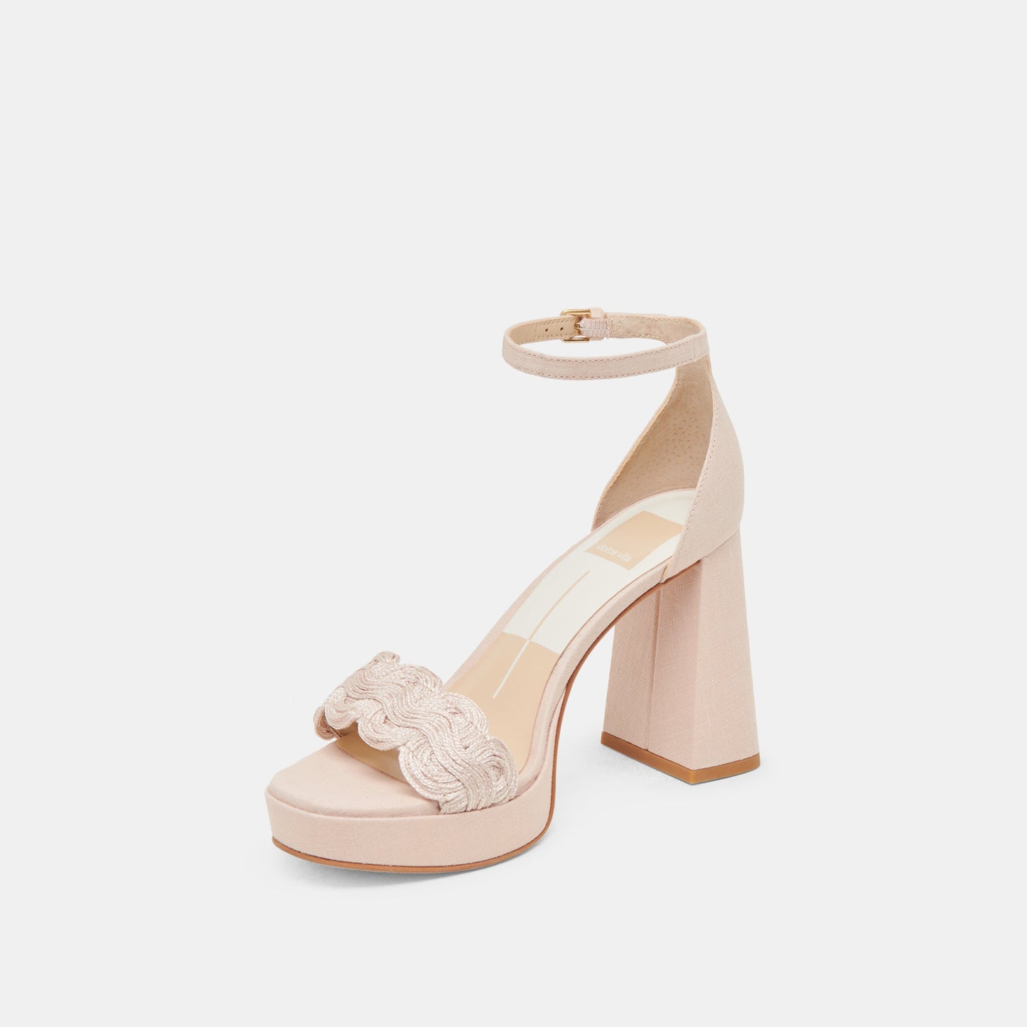 PELTIN HEELS LIGHT PINK WOVEN RAFFIA - Dolce Vita