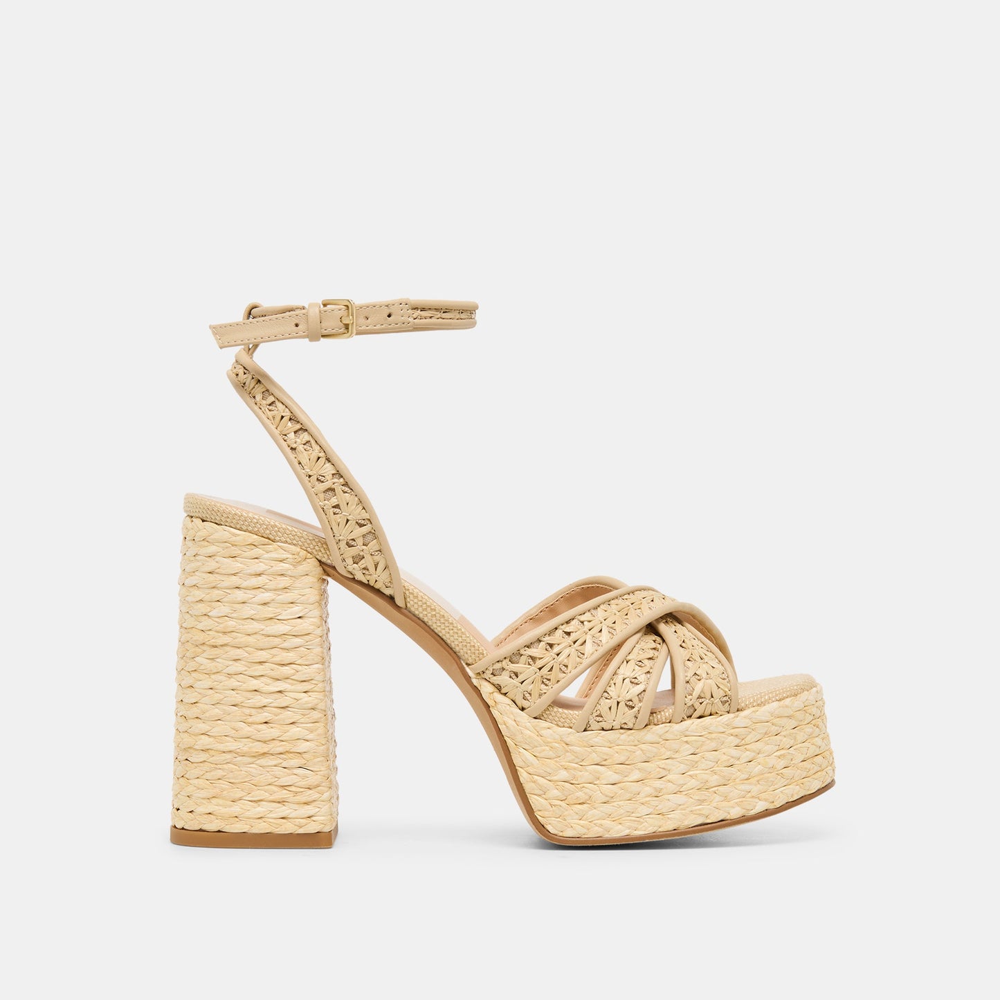 Danila Lt Natural Cross Hatch Raffia Heels - Dolce Vita