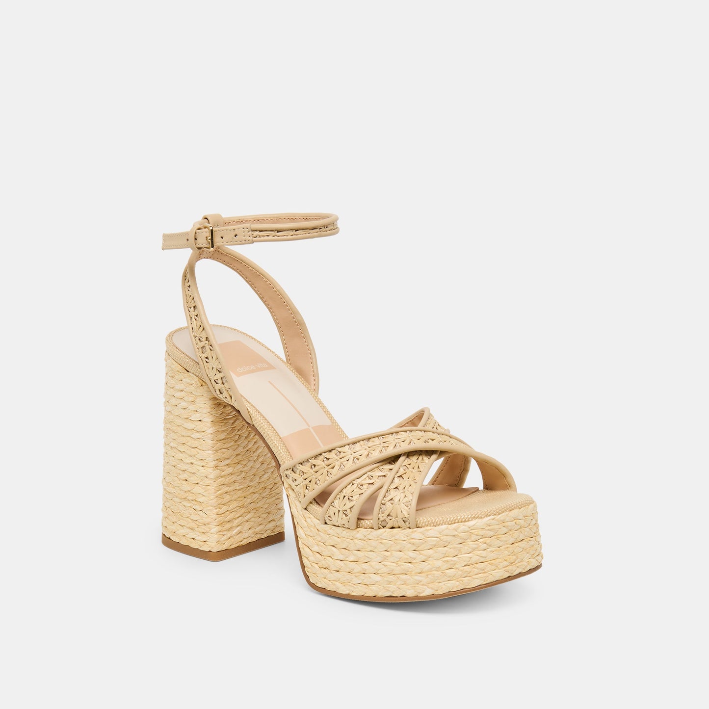 Danila Lt Natural Cross Hatch Raffia Heels - Dolce Vita