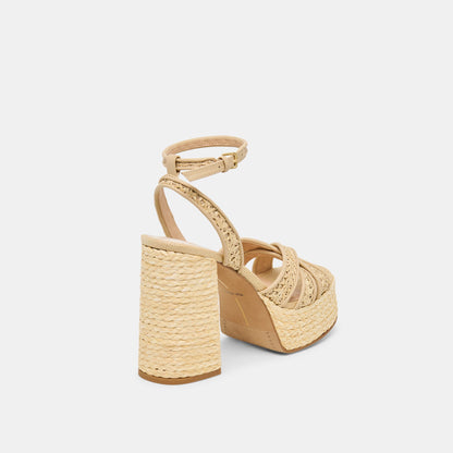 Danila Lt Natural Cross Hatch Raffia Heels - Dolce Vita